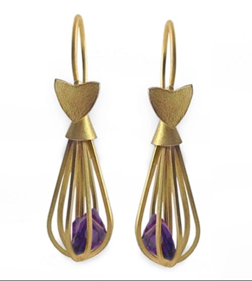 Gold cage earrings